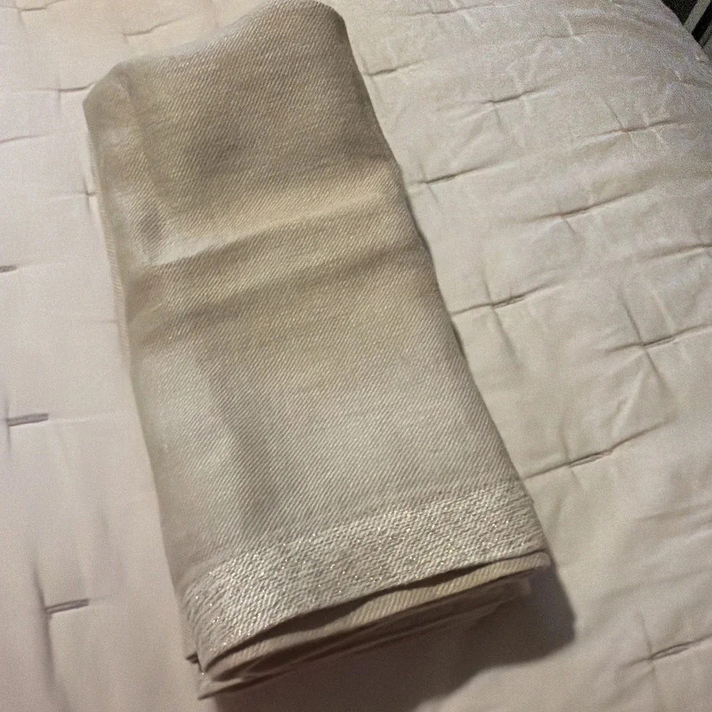 West Elm Contrast Border BIRCH Linen Napkins 18